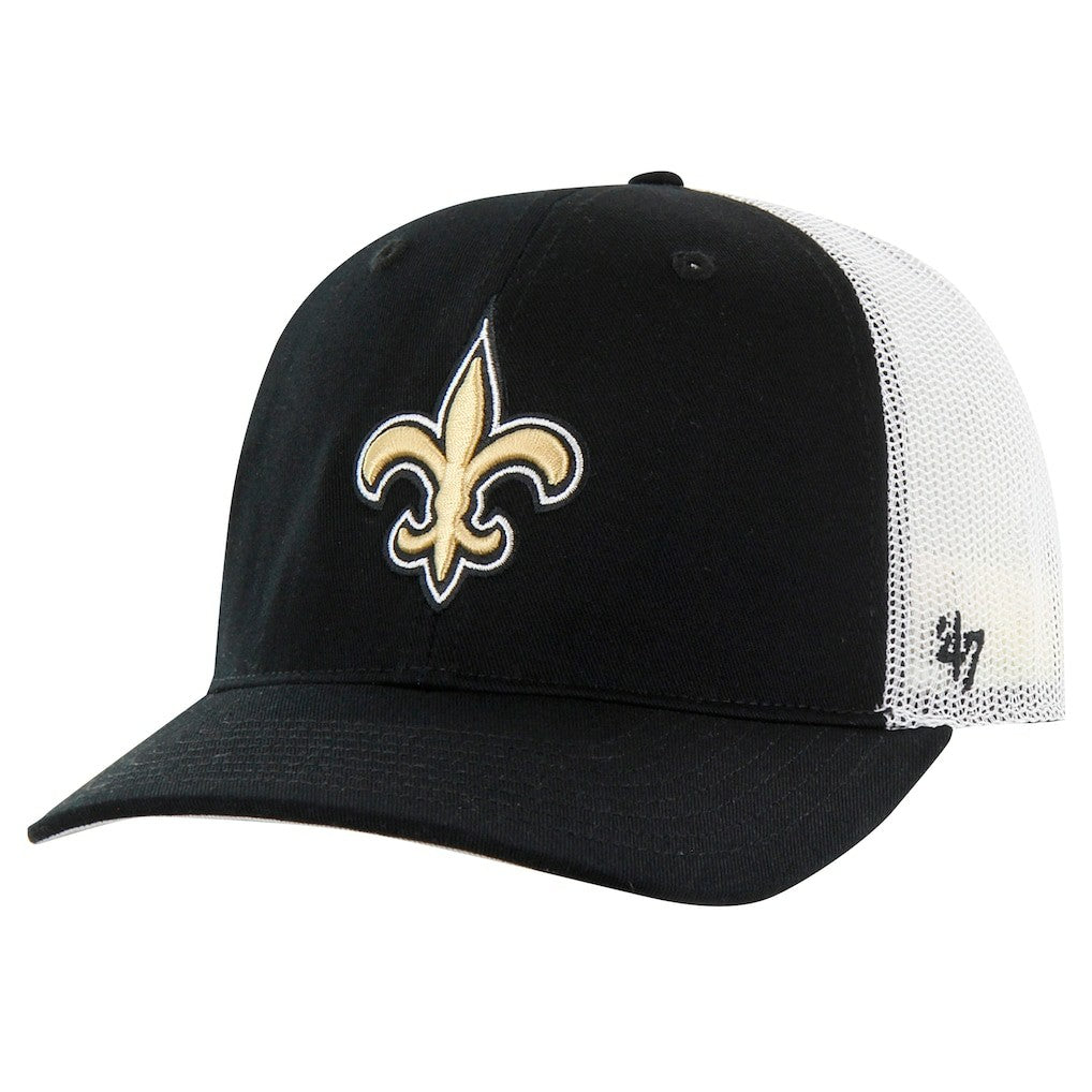 47 brand New Orleans Saints '47 Team Unstructured Trucker Adjustable Hat Black/White