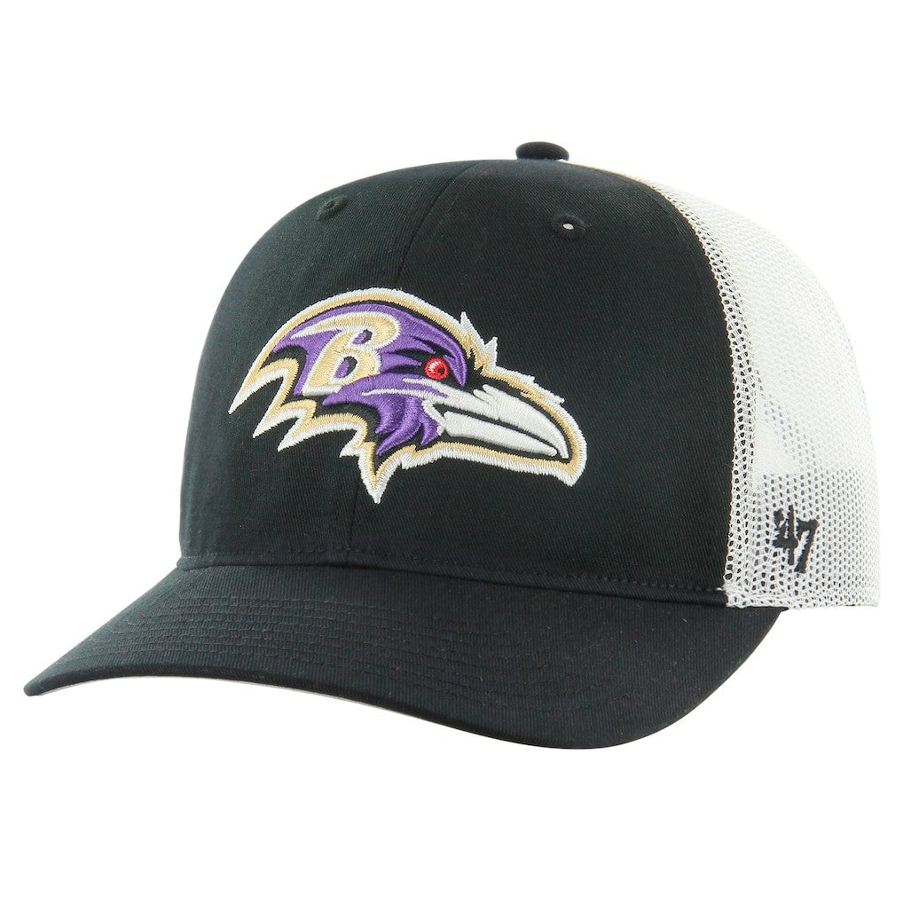 47 brand Baltimore Ravens '47 Team Unstructured Trucker Adjustable Hat Black/White