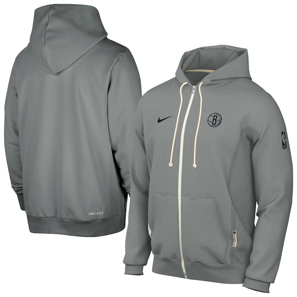 Brooklyn Nets Authentic Standard Issue Full-Zip Hoodie Jacket Gray | Nike Lifestyle
