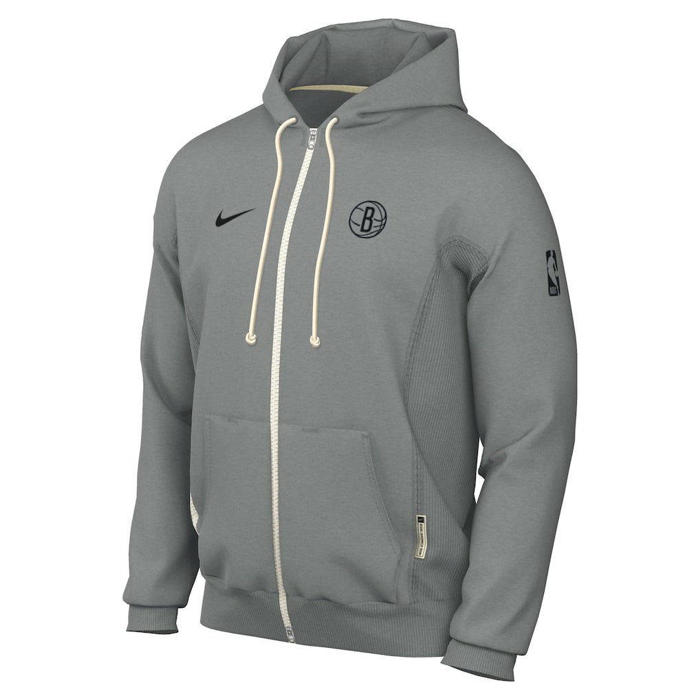 Brooklyn Nets Authentic Standard Issue Full-Zip Hoodie Jacket Gray | Nike Lifestyle