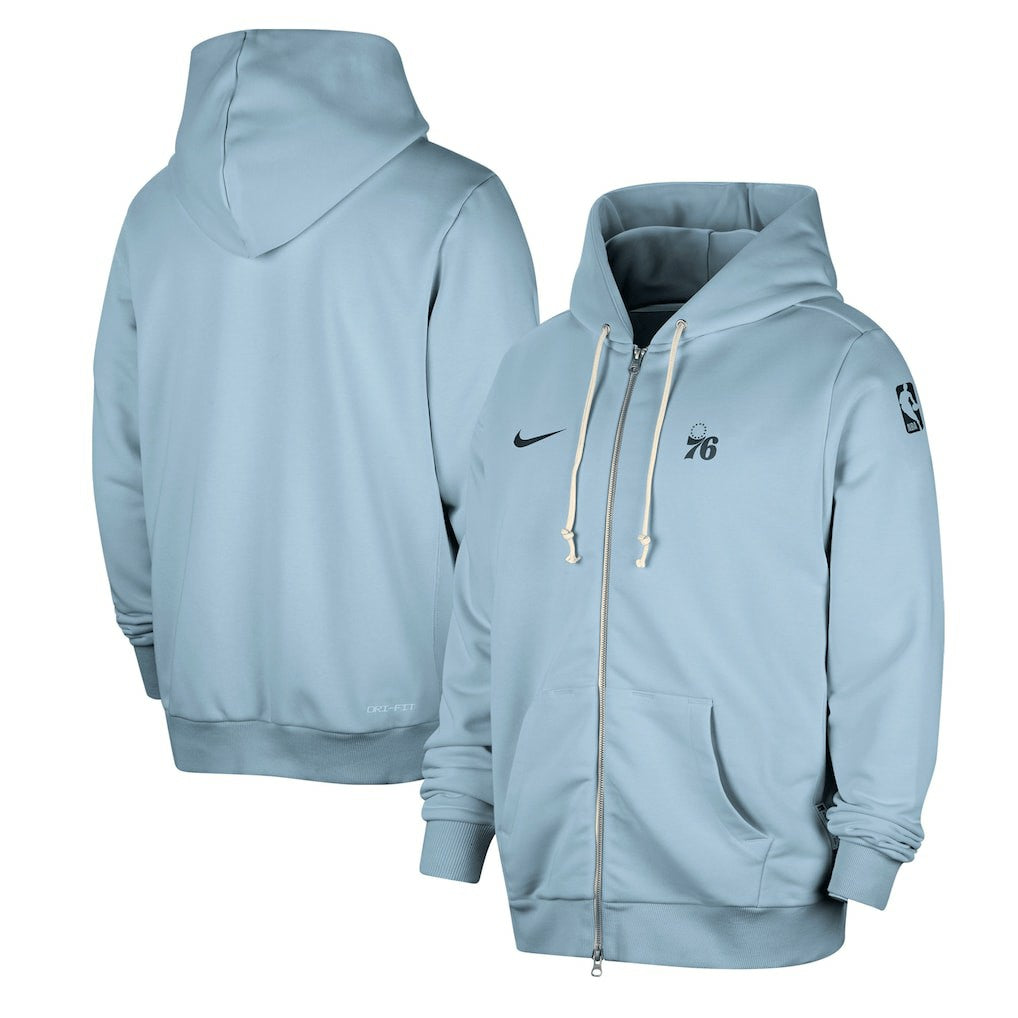 Philadelphia 76ers Authentic Standard Issue Full-Zip Hoodie Jacket Light Blue | Nike outlet