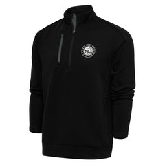 Philadelphia 76ers Antigua Metallic Logo Generation Quarter-Zip Pullover Top Black