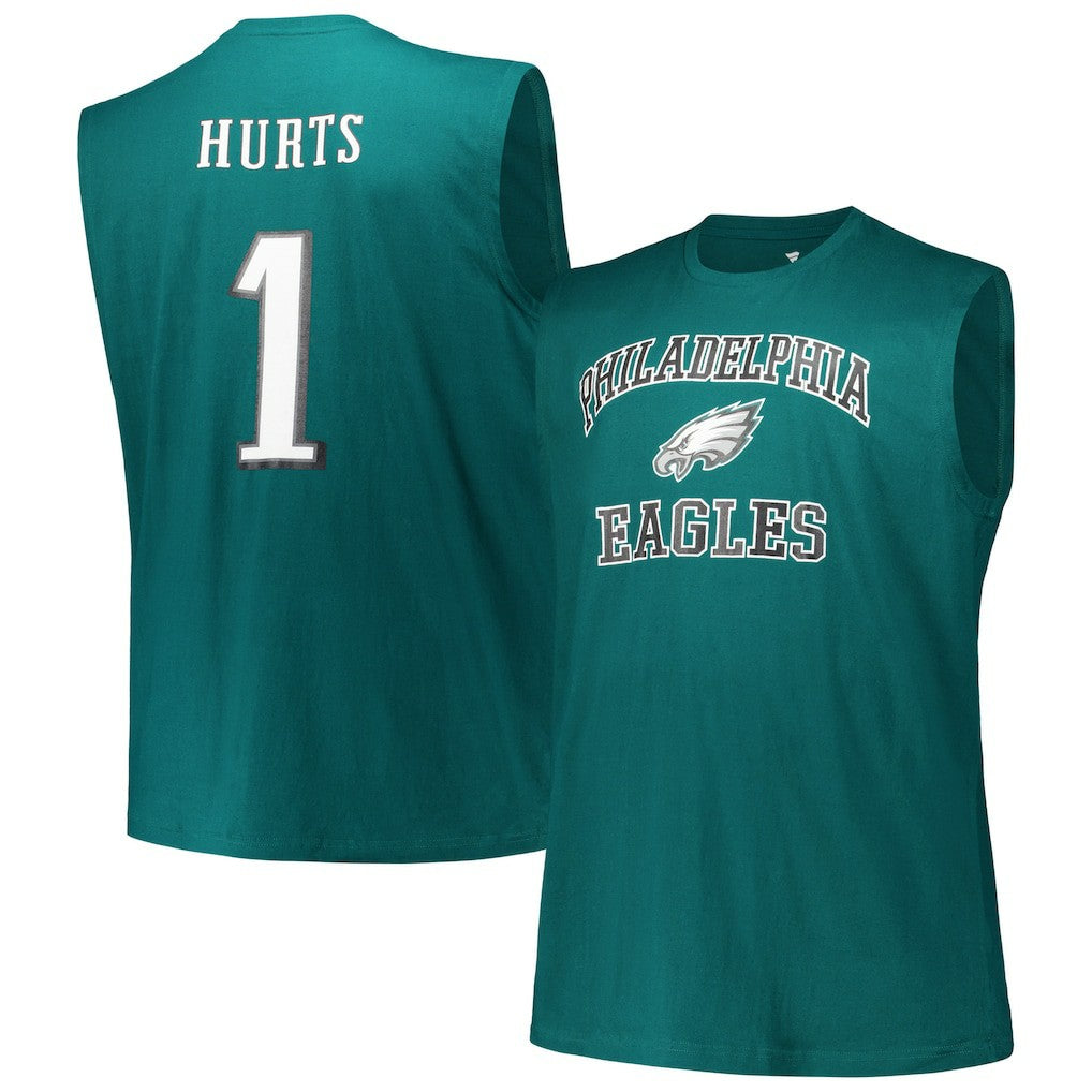 Fanatics Jalen Hurts Philadelphia Eagles Big & Tall Muscle Tank Top Midnight Green