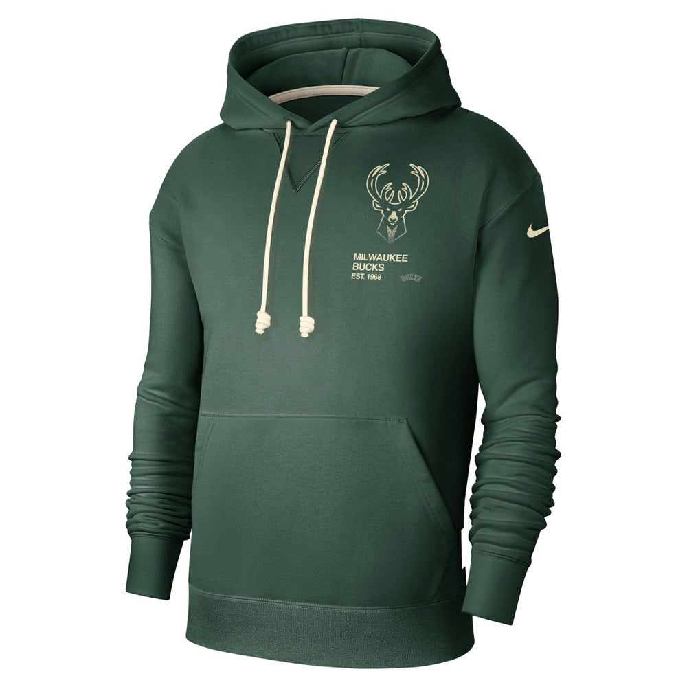 Milwaukee Bucks Courtside Standard Issue Premium Performance Pullover Hoodie Hunter Green | Nike Lifestyle
