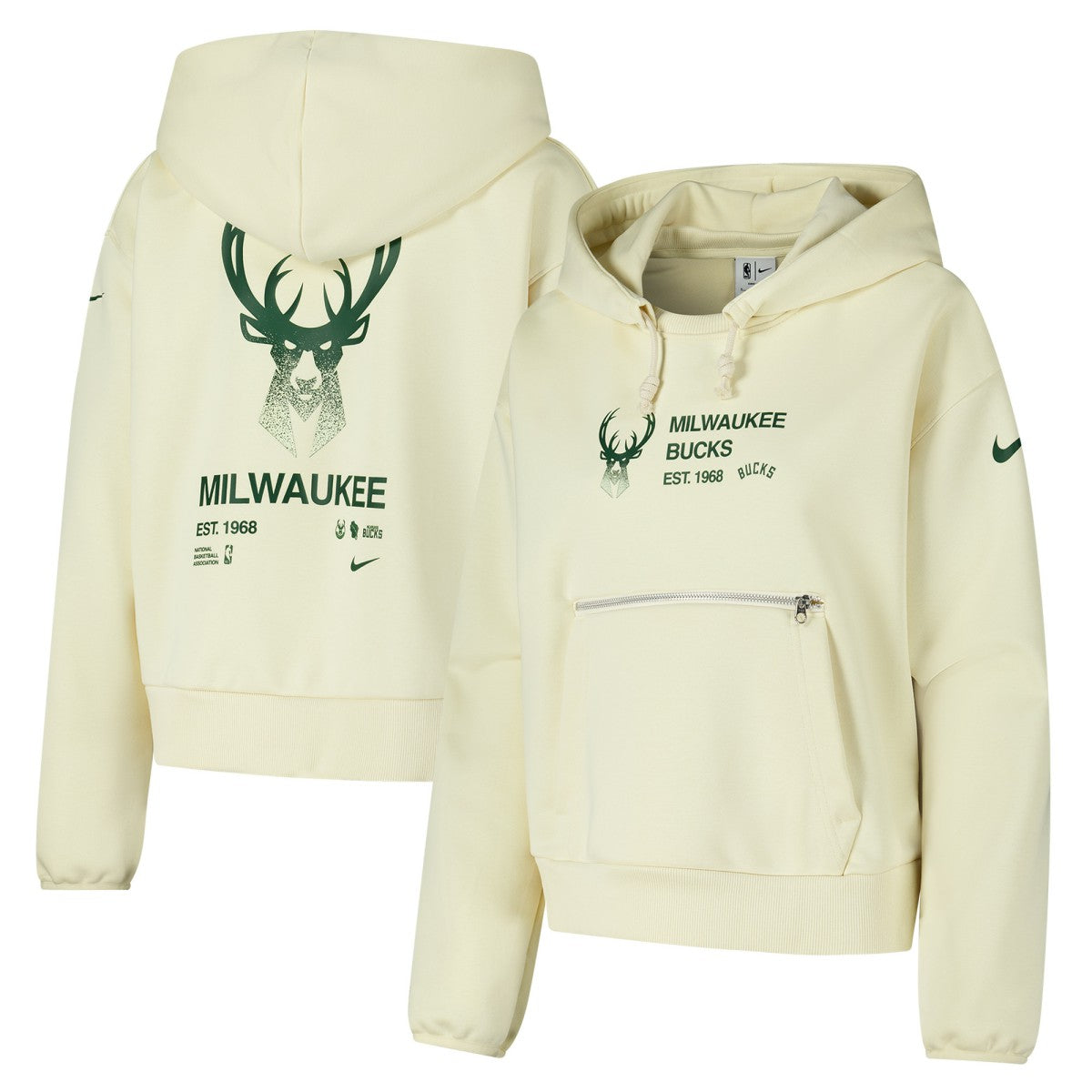 Milwaukee Bucks Women's Courtside Standard Issue Performance Pullover Hoodie Cream | Nike online