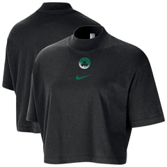 Boston Celtics Women's Courtside Mock Neck Loose Fit Cropped T-Shirt Black | Nike Lifestyle