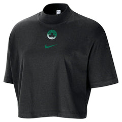 Boston Celtics Women's Courtside Mock Neck Loose Fit Cropped T-Shirt Black | Nike Lifestyle