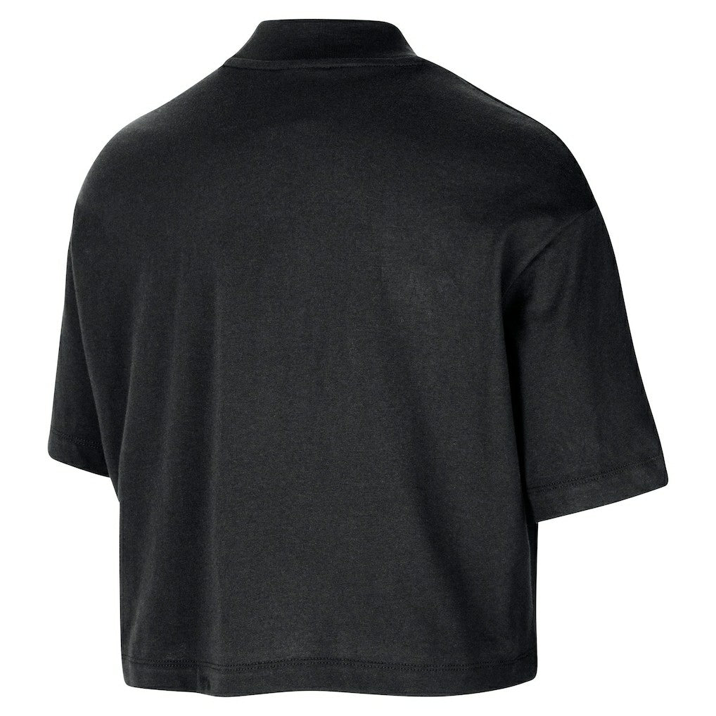 Boston Celtics Women's Courtside Mock Neck Loose Fit Cropped T-Shirt Black | Nike Lifestyle