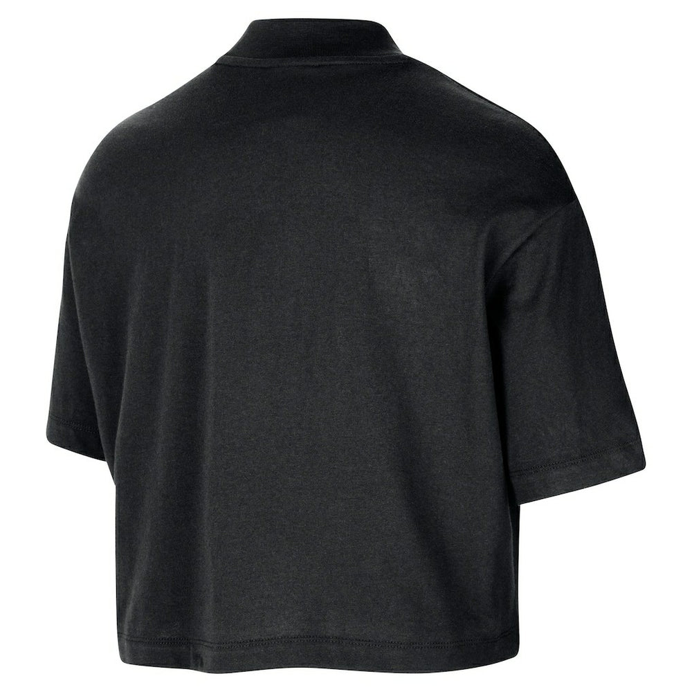 Boston Celtics Women's Courtside Mock Neck Loose Fit Cropped T-Shirt Black | Nike Lifestyle