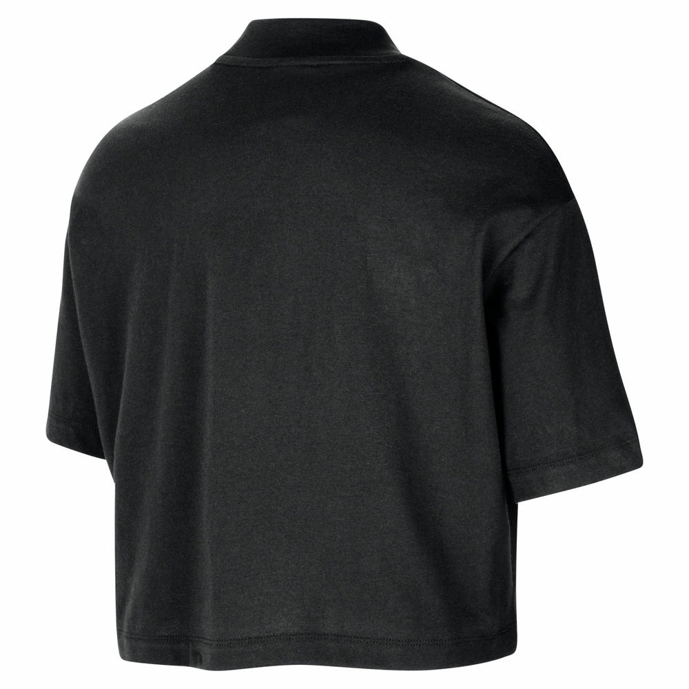 Los Angeles Lakers Women's Courtside Mock Neck Loose Fit Cropped T-Shirt Black | Nike for sale