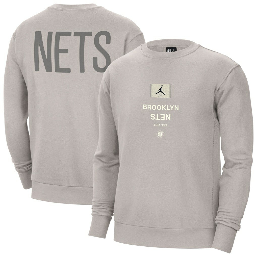 Brooklyn Nets Jordan Brand Courtside Statement Edition Heavyweight Pullover Sweatshirt Stone