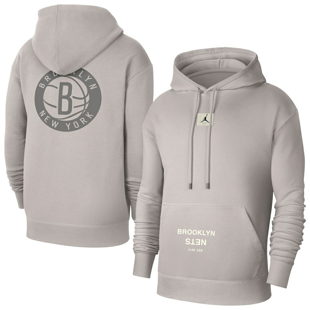 Brooklyn Nets Jordan Brand Courtside Statement Edition Pullover Hoodie Heather Gray