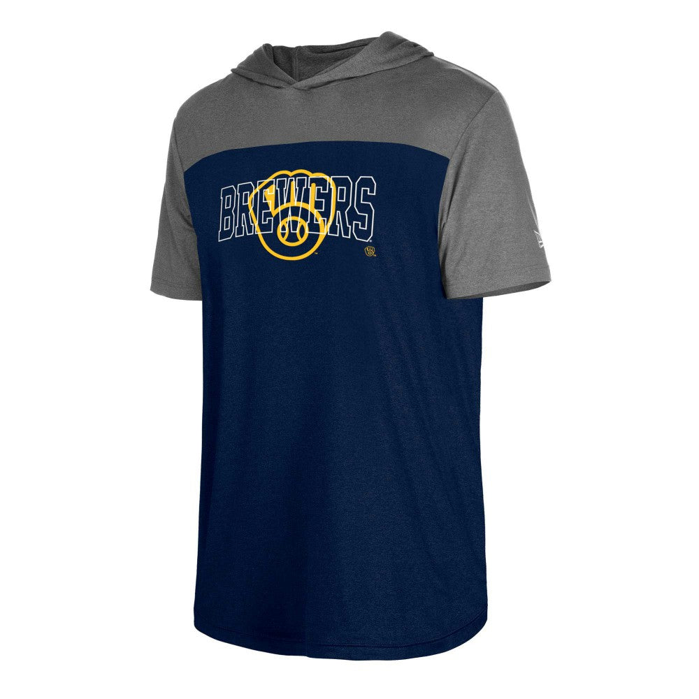 Milwaukee Brewers New Era Active Brushed Hoodie T-Shirt - Navy - New Era Lifestyle
