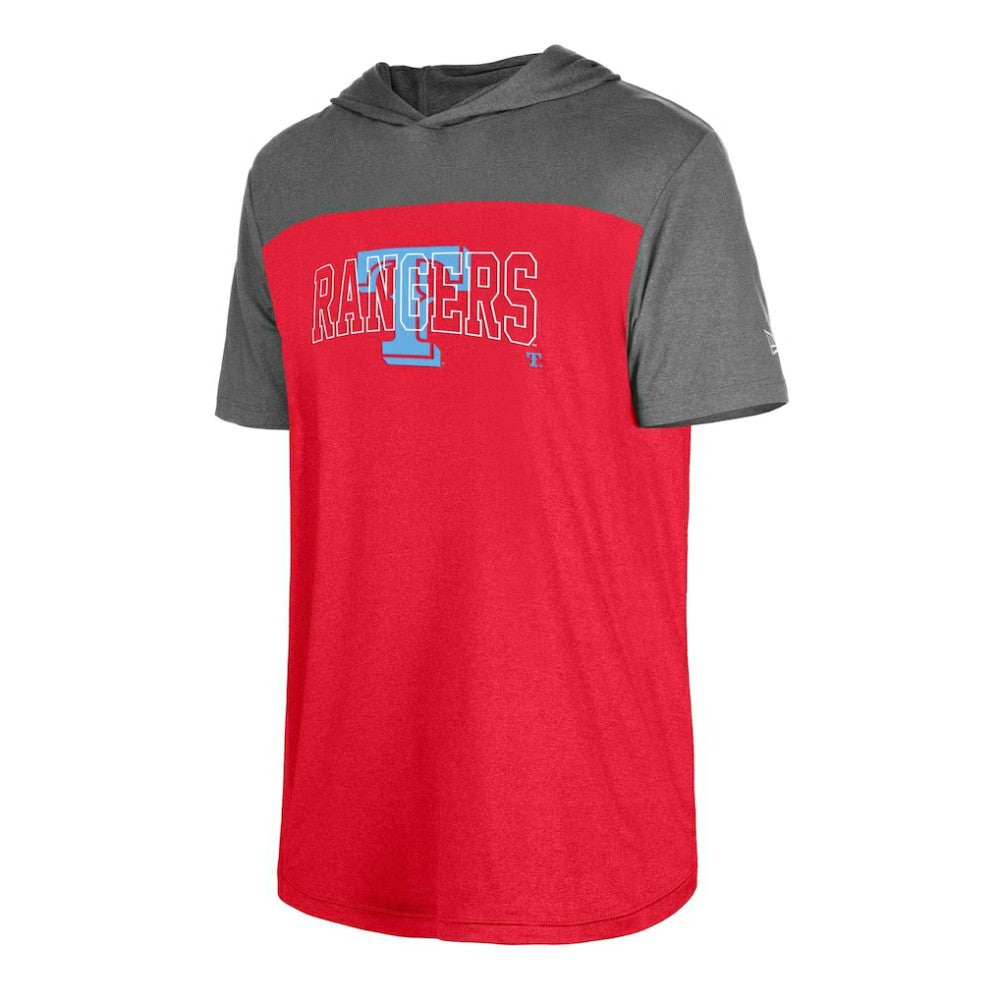 Texas Rangers New Era Active Brushed Hoodie T-Shirt - Red - New Era Lifestyle
