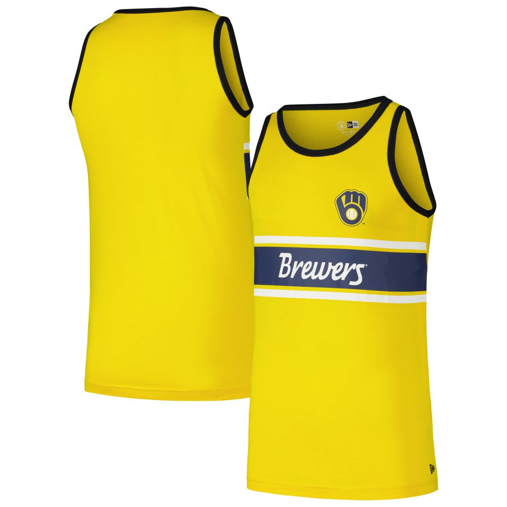 Milwaukee Brewers New Era Jersey Ringer Tank Top - Gold - New Era Discount