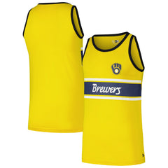 Milwaukee Brewers New Era Jersey Ringer Tank Top - Gold - New Era Discount