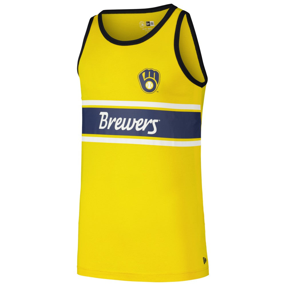 Milwaukee Brewers New Era Jersey Ringer Tank Top - Gold - New Era Discount