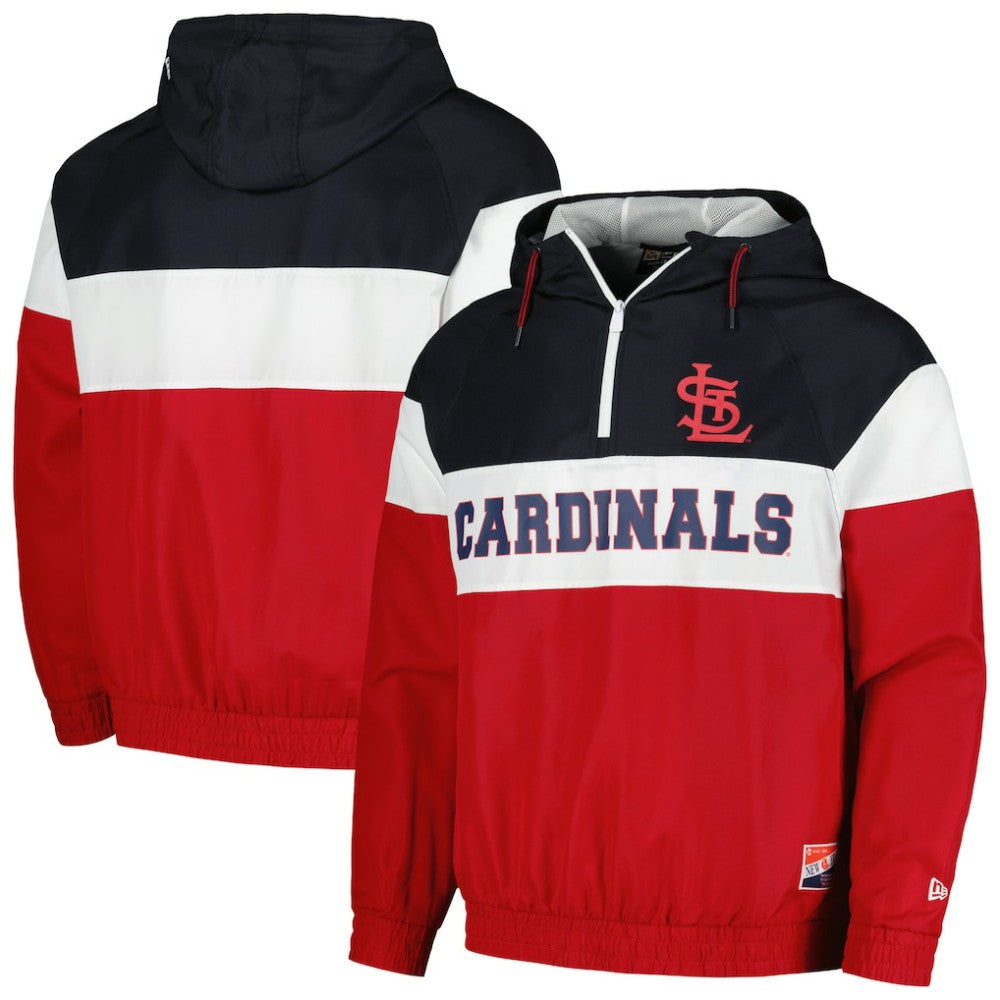 St. Louis Cardinals New Era Ripstop Raglan Quarter-Zip Hoodie Windbreaker Jacket - Red - New Era on Sale