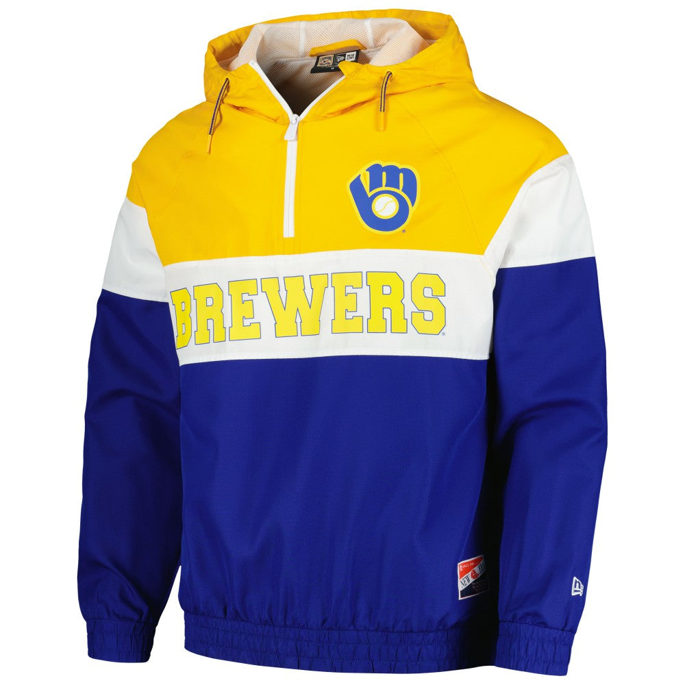 Milwaukee Brewers New Era Ripstop Raglan Quarter-Zip Hoodie Windbreaker Jacket - Royal - New Era on Sale