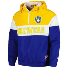 Milwaukee Brewers New Era Ripstop Raglan Quarter-Zip Hoodie Windbreaker Jacket - Royal - New Era on Sale
