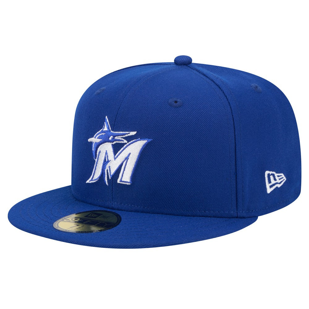 Miami Marlins New Era White Logo 59FIFTY Fitted Hat - Royal - New Era Online