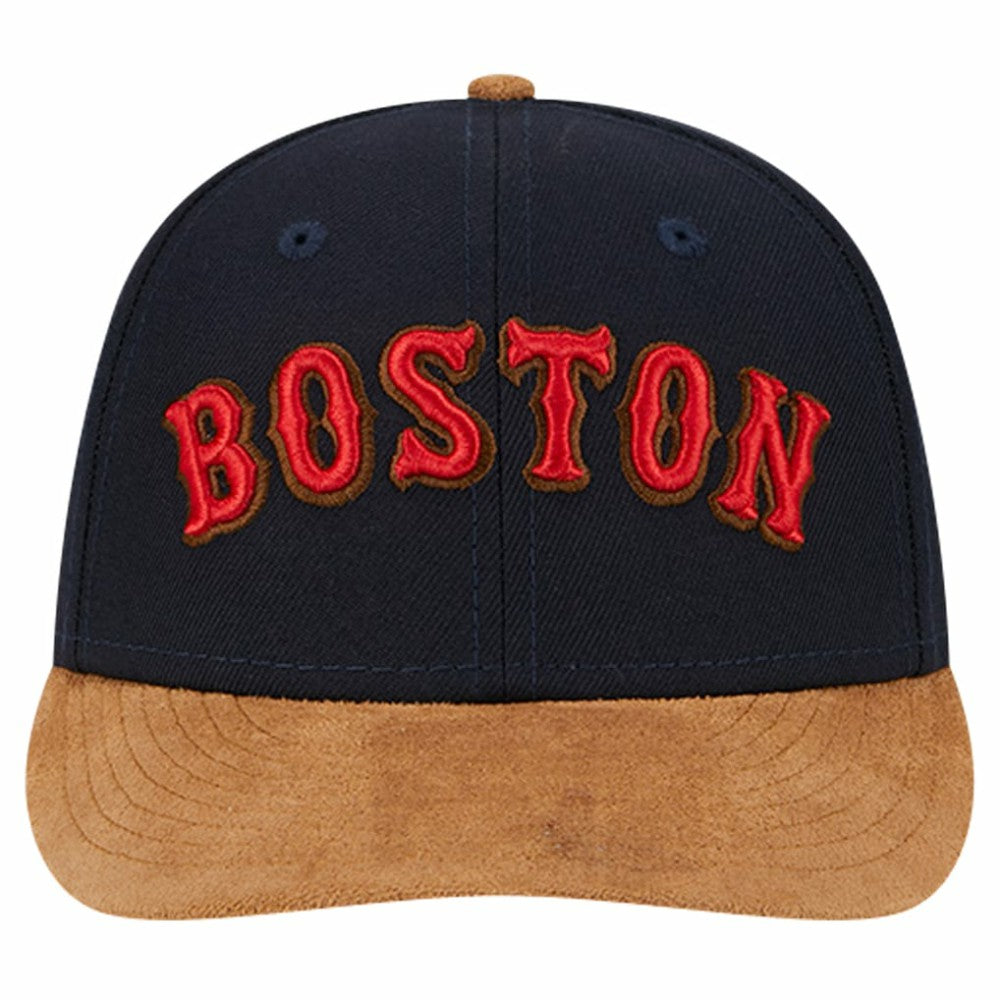 Boston Red Sox New Era Team Suede Visor Low Profile 59FIFTY Fitted Hat - Navy - New Era Online