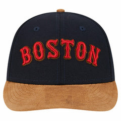 Boston Red Sox New Era Team Suede Visor Low Profile 59FIFTY Fitted Hat - Navy - New Era Online