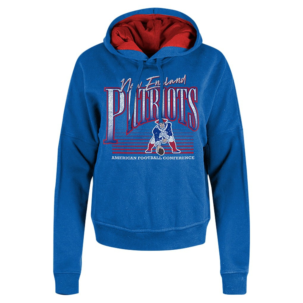 New England Patriots New Era Women's Throwback Boxy Pullover Hoodie Royal