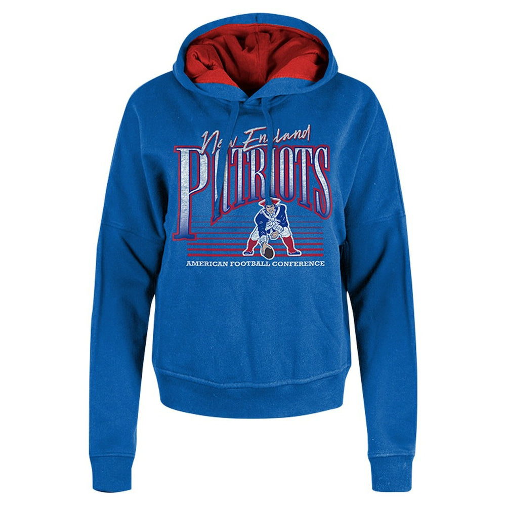 New England Patriots New Era Women's Throwback Boxy Pullover Hoodie Royal