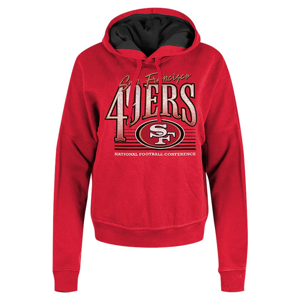 San Francisco 49ers New Era Women's Boxy Pullover Hoodie Scarlet