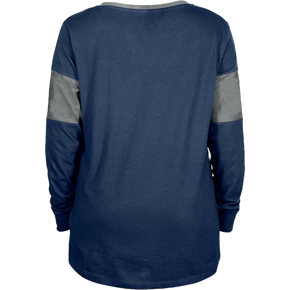 Dallas Cowboys New Era Women's Lace-Up Notch-Neck Long Sleeve T-Shirt Navy