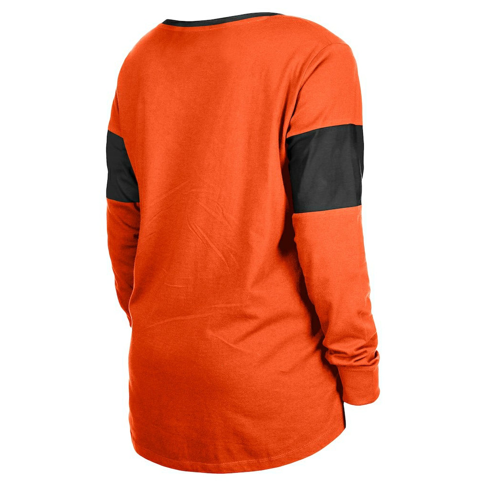 Cincinnati Bengals New Era Women's Lace-Up Notch-Neck Long Sleeve T-Shirt Orange