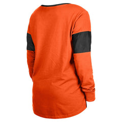 Cincinnati Bengals New Era Women's Lace-Up Notch-Neck Long Sleeve T-Shirt Orange