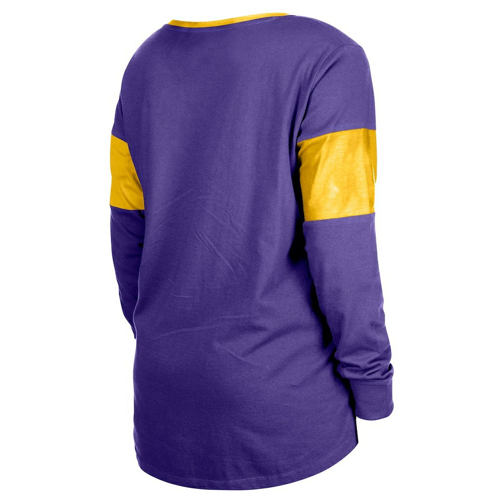 Minnesota Vikings New Era Women's Lace-Up Notch-Neck Long Sleeve T-Shirt Purple