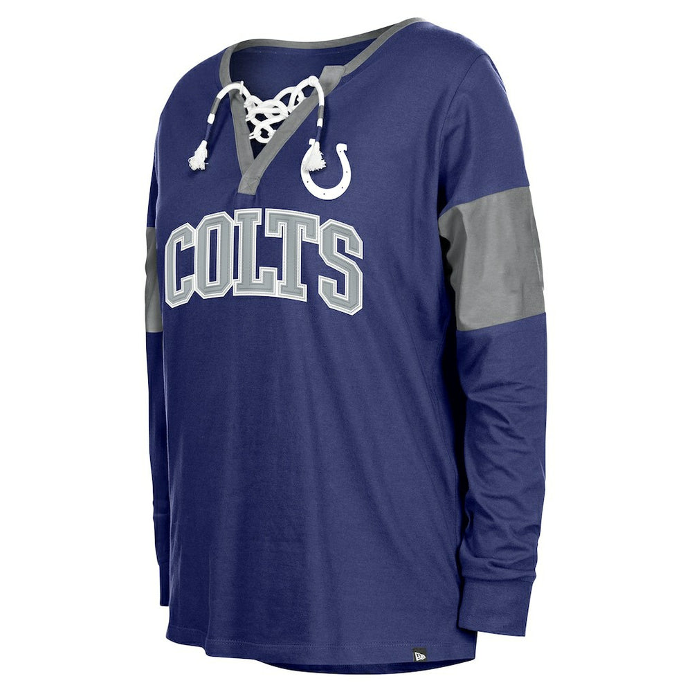 Indianapolis Colts New Era Women's Lace-Up Notch-Neck Long Sleeve T-Shirt Royal