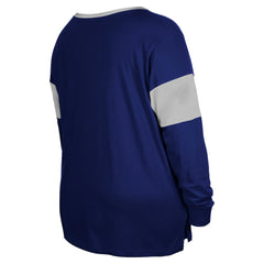 Indianapolis Colts New Era Women's Plus Size Lace-Up Notch Neck Long Sleeve T-Shirt  Royal
