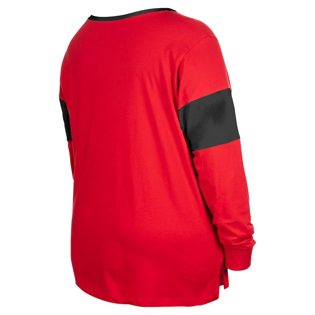 San Francisco 49ers New Era Women's Plus Size Lace-Up Notch Neck Long Sleeve T-Shirt  Scarlet