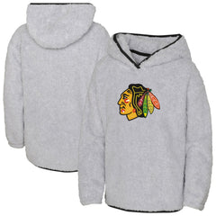 Chicago Blackhawks Girls Youth Ultimate Teddy Fleece Pullover Hoodie - Heather Gray - NHL 201010050