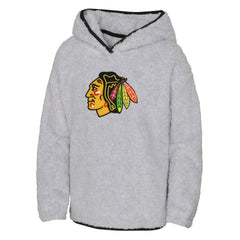 Chicago Blackhawks Girls Youth Ultimate Teddy Fleece Pullover Hoodie - Heather Gray - NHL 201010050