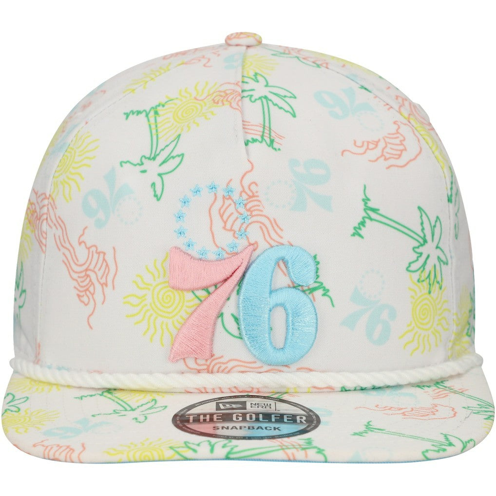 Philadelphia 76ers Palm Trees and Waves Golfer Adjustable Hat White | New Era outlet
