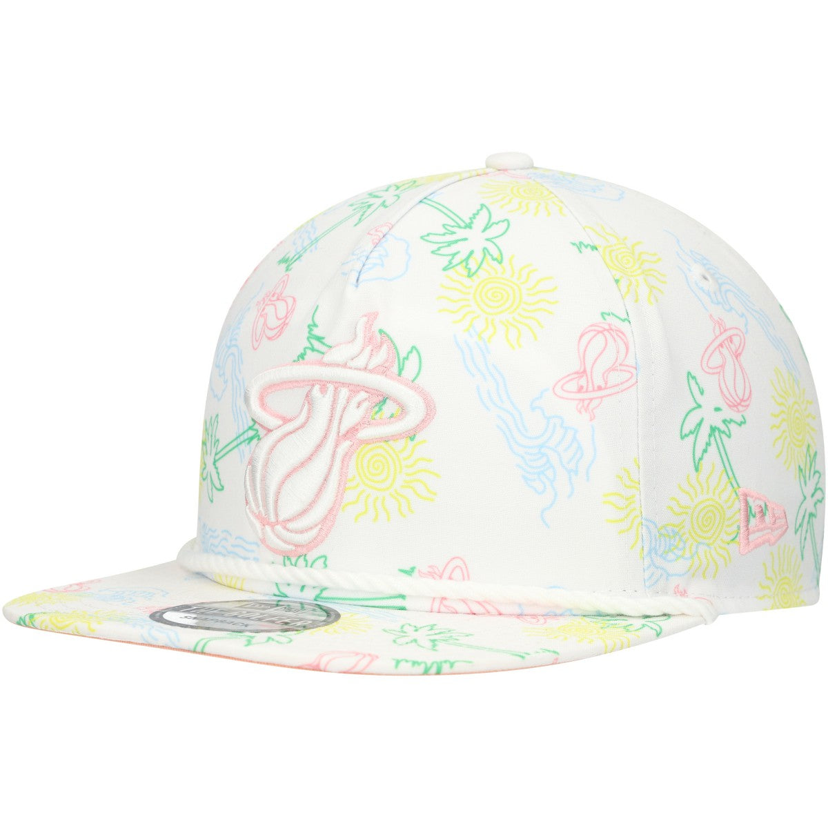 Miami Heat Palm Trees and Waves Golfer Adjustable Hat White | New Era discount