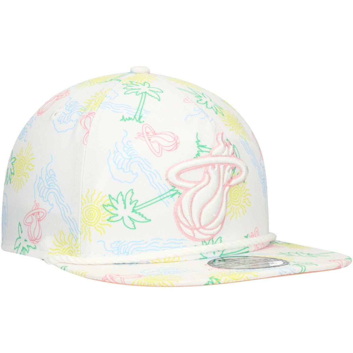 Miami Heat Palm Trees and Waves Golfer Adjustable Hat White | New Era discount