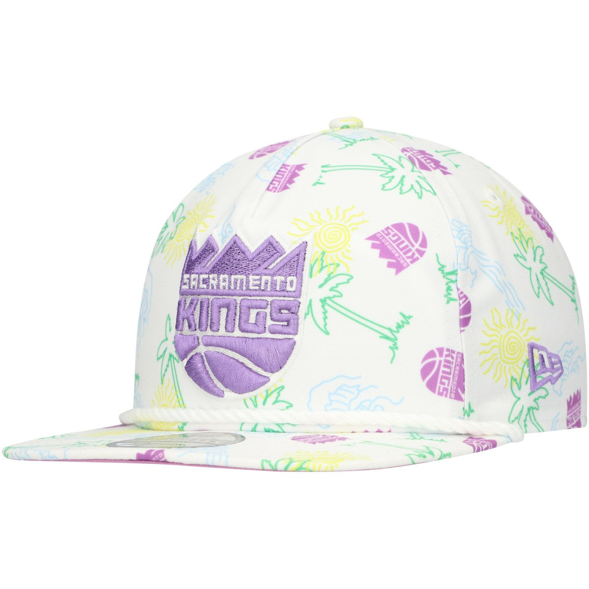 Sacramento Kings Palm Trees and Waves Golfer Adjustable Hat White | New Era