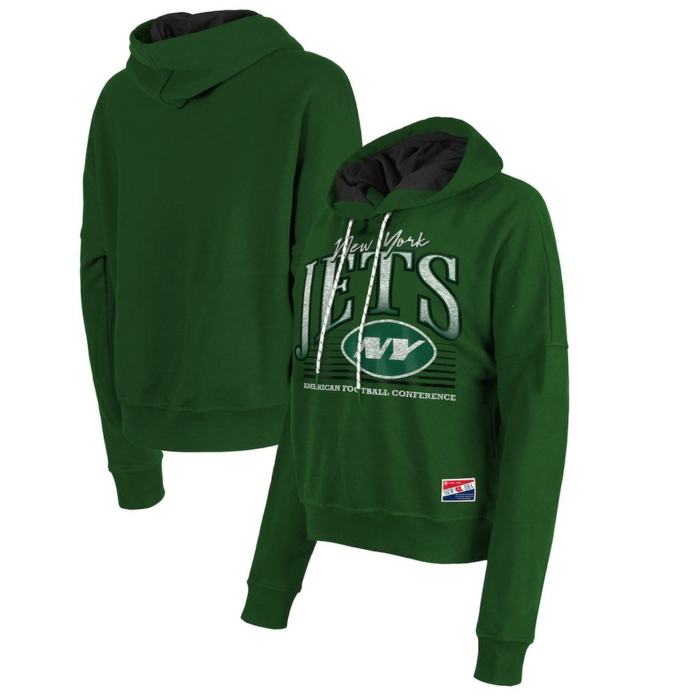 New York Jets New Era Women's Boxy Pullover Hoodie Heather Green