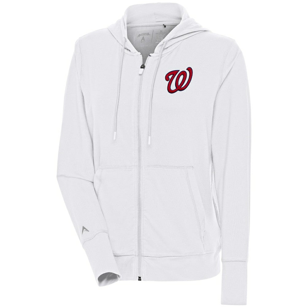 Washington Nationals Antigua Women's Moving Full-Zip Jacket - White - MLB Sale