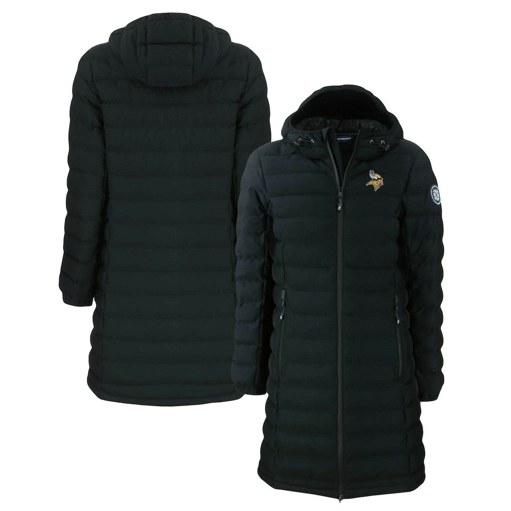 Minnesota Vikings Cutter & Buck Women's Mission Ridge Repreve Eco Insulated Long Full-Zip Puffer Jacket Black