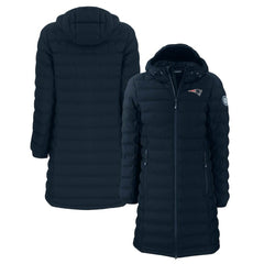 New England Patriots Cutter & Buck Women's Mission Ridge Repreve Eco Insulated Long Full-Zip Puffer Jacket Navy