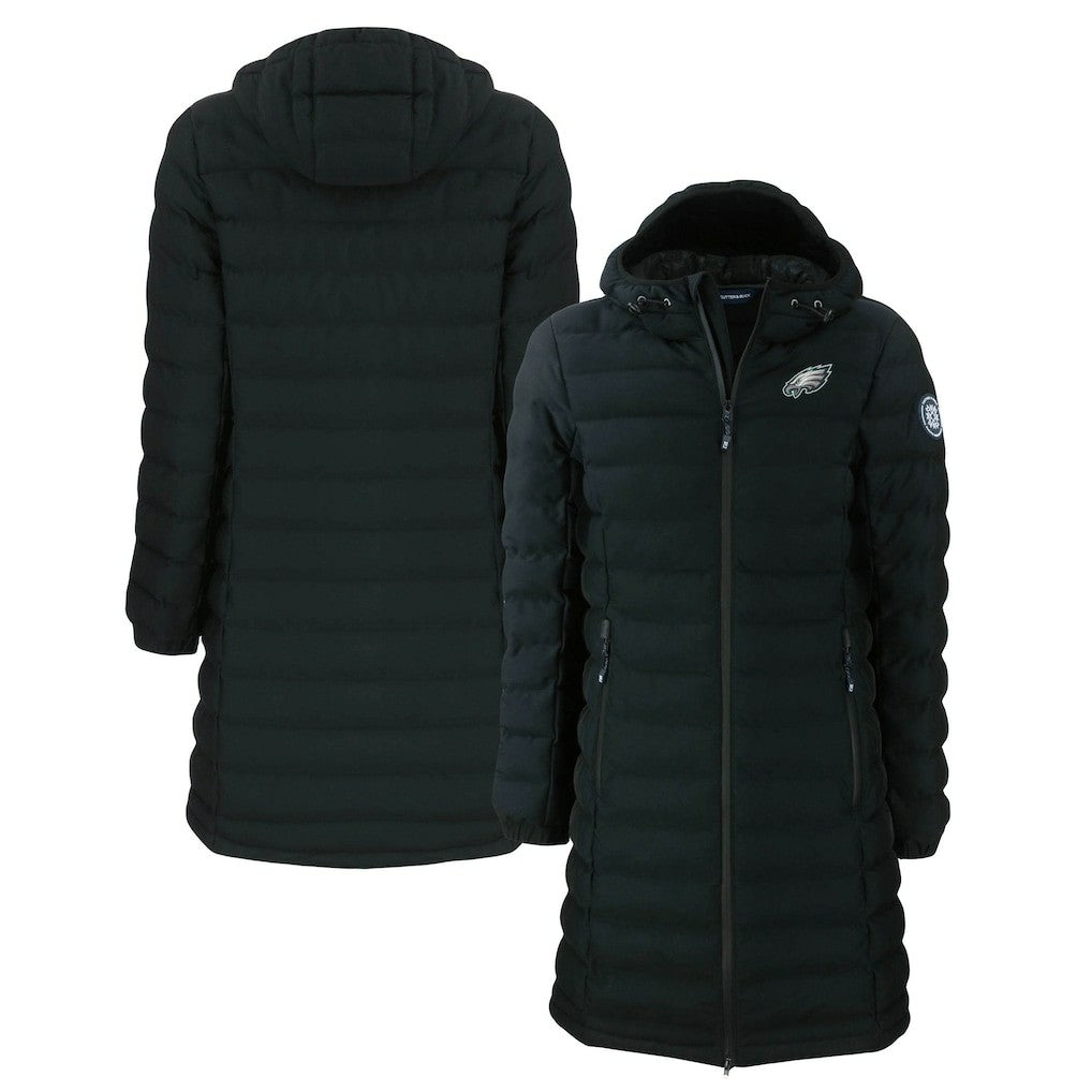 Philadelphia Eagles Cutter & Buck Women's Mission Ridge Repreve Eco Insulated Long Full-Zip Puffer Jacket Black