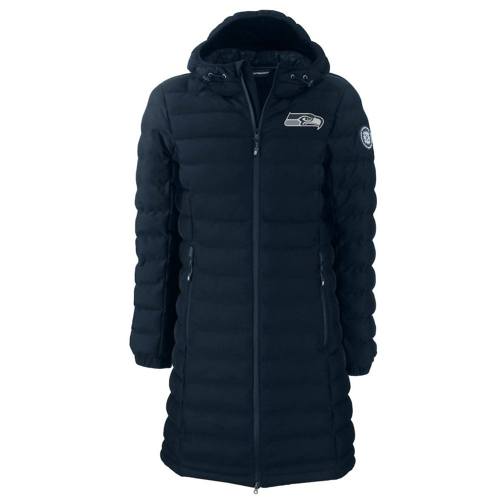 Seattle Seahawks Cutter & Buck Women's Mission Ridge Repreve Eco Insulated Long Full-Zip Puffer Jacket Navy