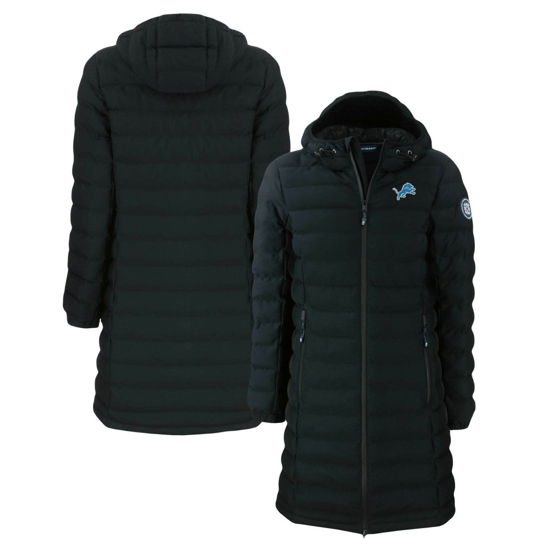 Detroit Lions Cutter & Buck Women's Mission Ridge Repreve Eco Insulated Long Full-Zip Puffer Jacket Black